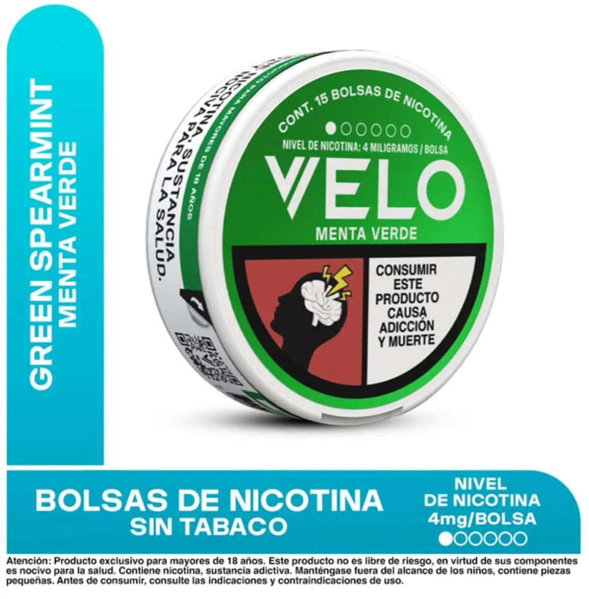 Nicotine Pouches Colombia, Velo Green Spearmint 4mg